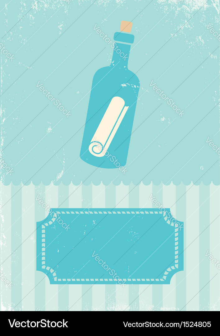 Message in a Bottle - Retro vector image