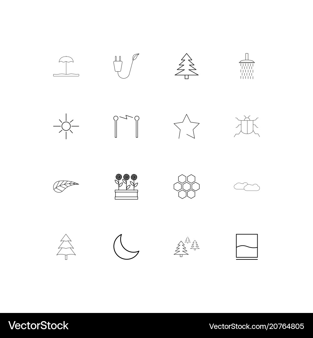 Nature linear thin icons set outlined simple vector image