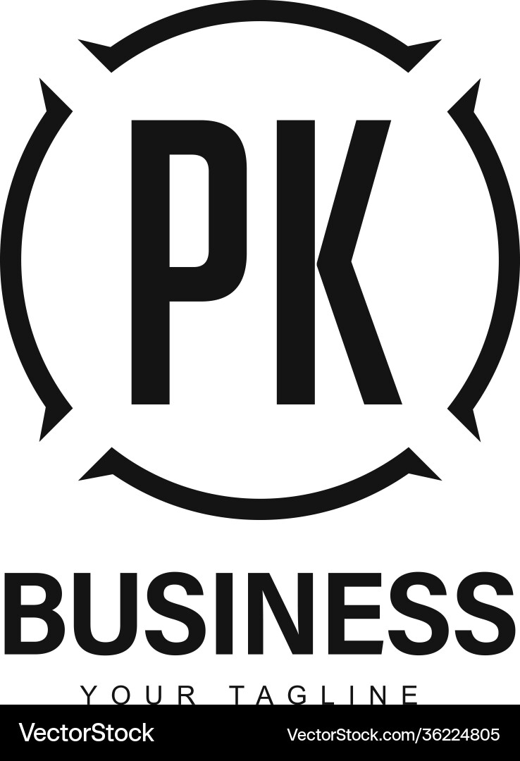 Pk initial a logo design with abstract style vector image