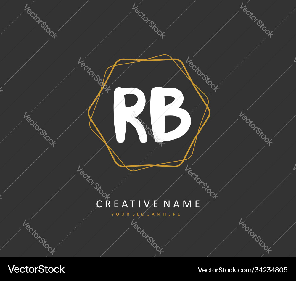 R b rb initial letter handwriting and signature Vector Image