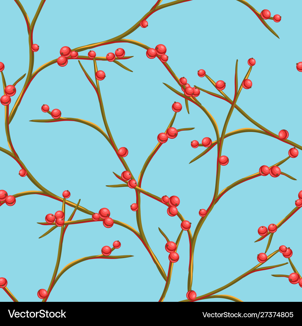 Retro Berry Branch Pattern vector image