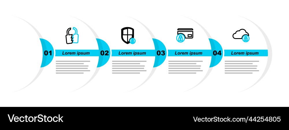 Set line cloud computing lock credit card vector image