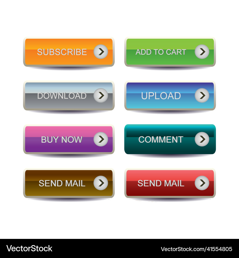 Set of modern material style buttons for website Set of modern material style buttons for website vector image