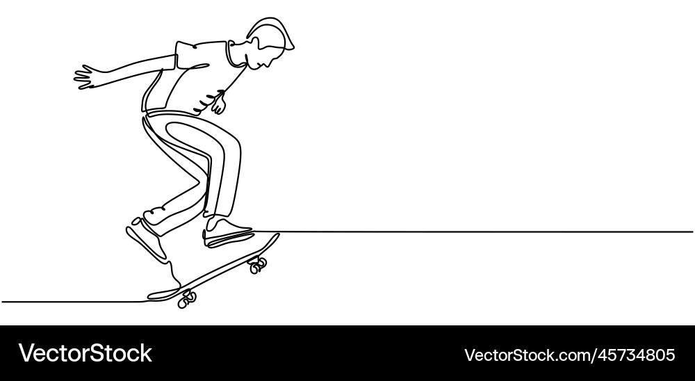 Skateboard game player continuous one line Vector Image