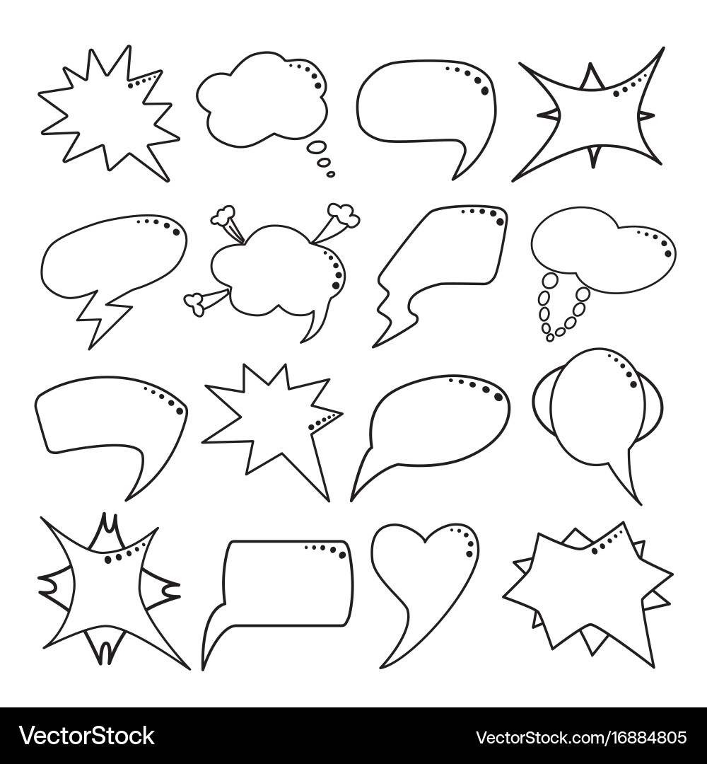 Speech bubbles set thin line style vector image