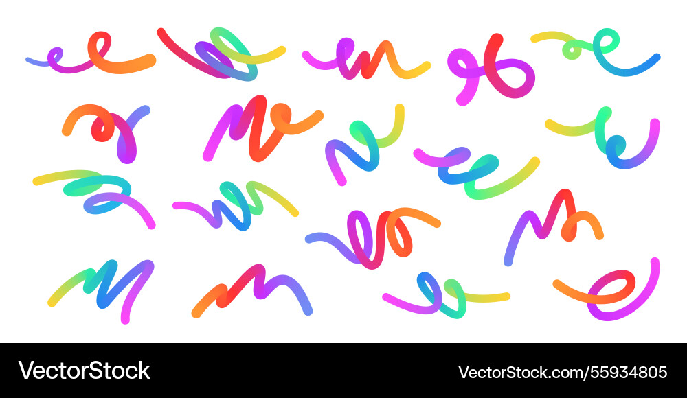 Template with colorful gradient squiggles shapes vector image