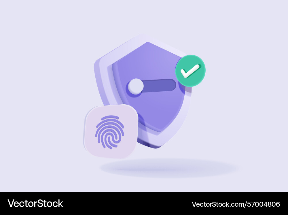 3d fingerprint cyber secure icon digital security Vector Image