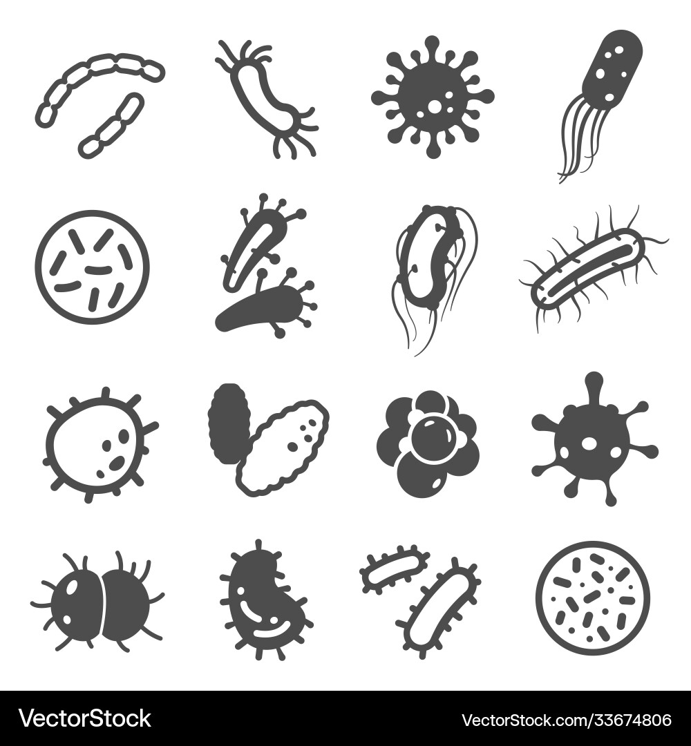 Bakteria microbes Icons auf weiß isoliert gesetzt Bakteria microbes Icons auf weiß isoliert gesetzt vektorbild