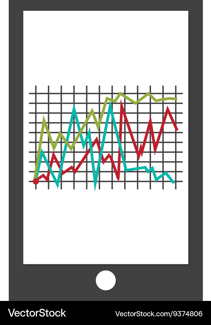 Cellphone with graph vector image