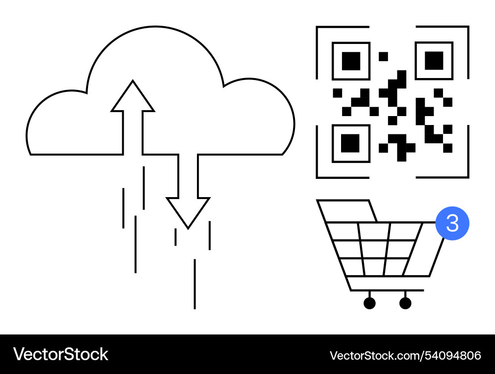 Cloud Datensynchronisation qr Code Scannen Cloud Datensynchronisation qr Code Scannen Vektorbild