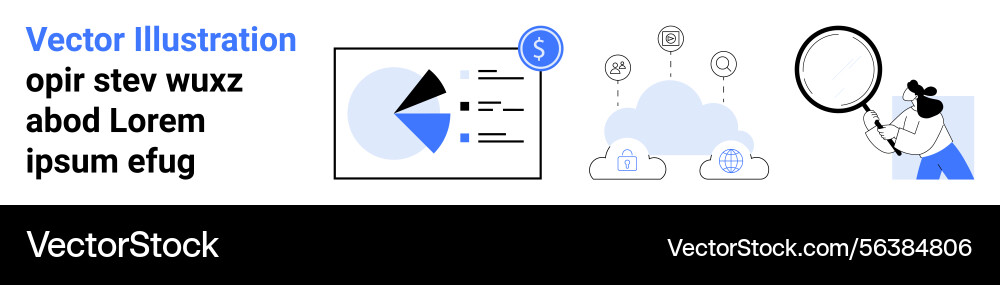 Data analysis concepts with cloud computing Data analysis concepts with cloud computing vector image