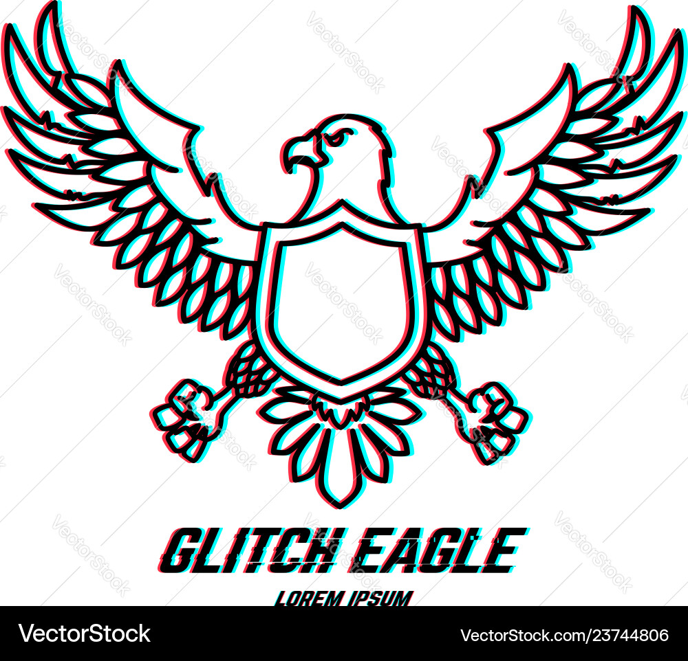 Eagle sign with glitch effect design element Vector Image
