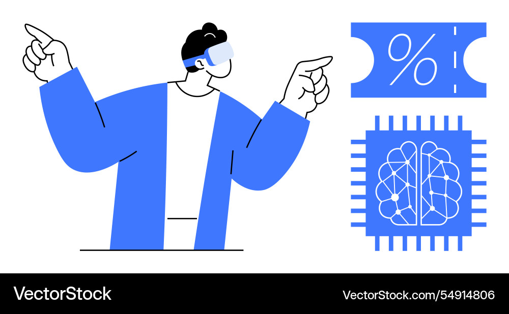 Man with virtual reality headset navigating Man with virtual reality headset navigating vector image