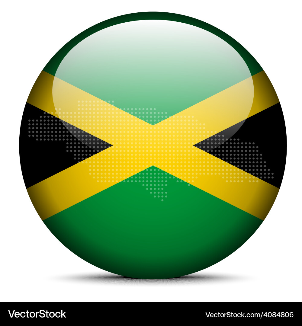 Map with dot pattern on flag button of jamaica Vector Image