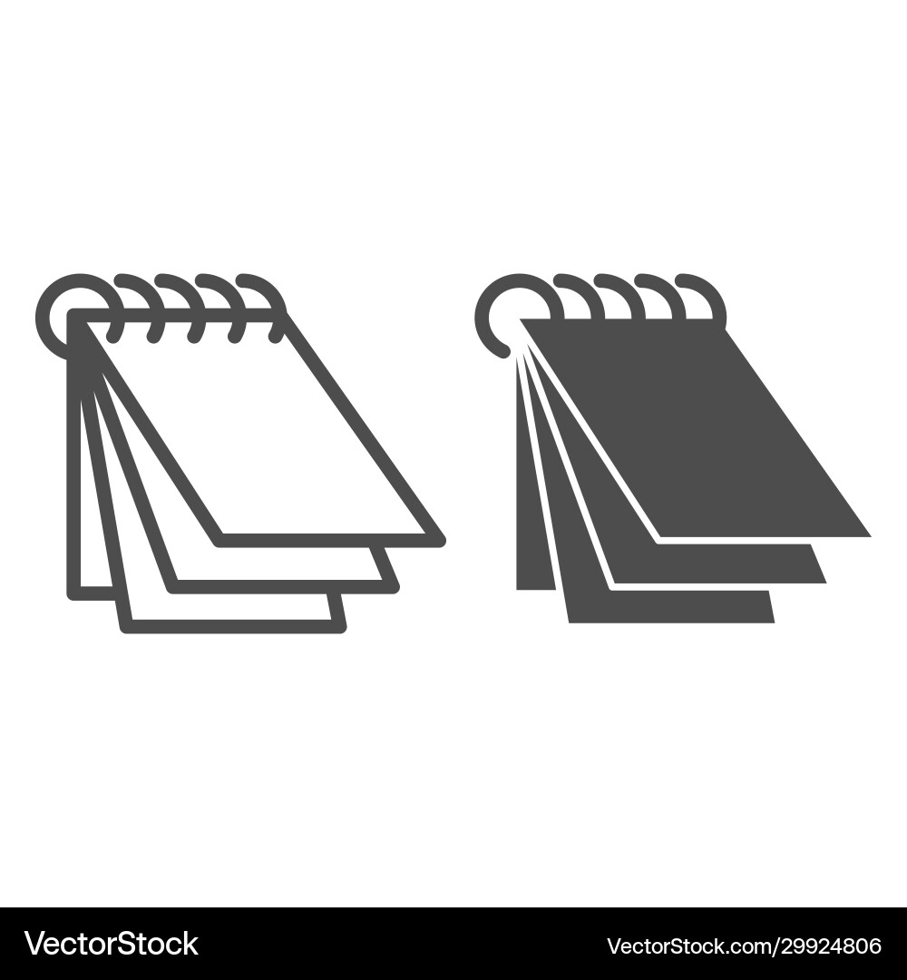 Notebook line and solid icon notepad sheets vector image