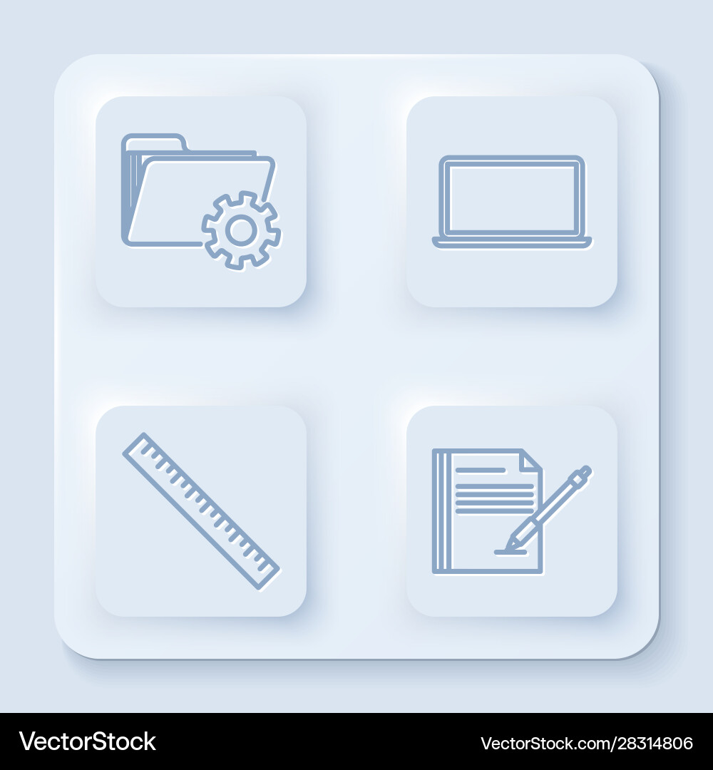 Set line folder settings with gears laptop ruler Set line folder settings with gears laptop ruler vector image