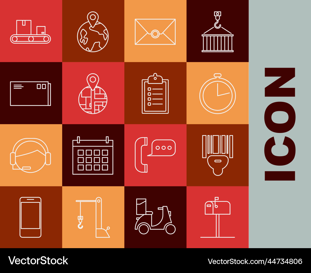 Set line open mail box scanner scanning bar code Set line open mail box scanner scanning bar code vector image