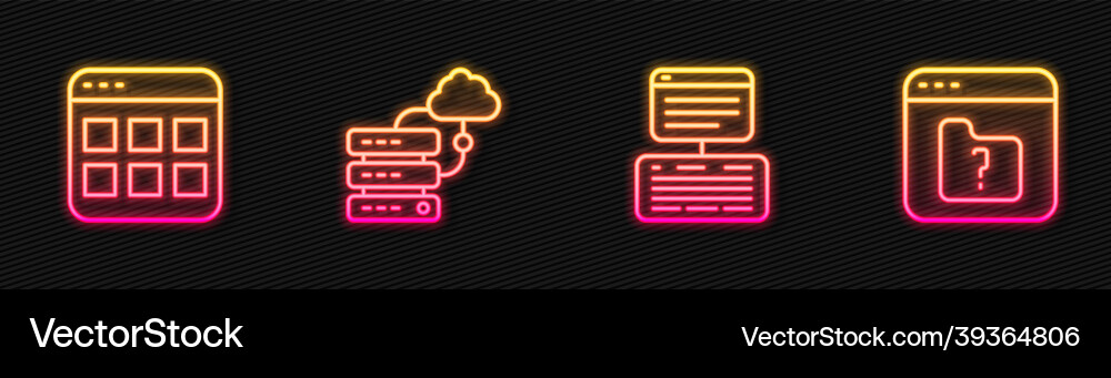 Set line server data web hosting browser files Set line server data web hosting browser files vector image