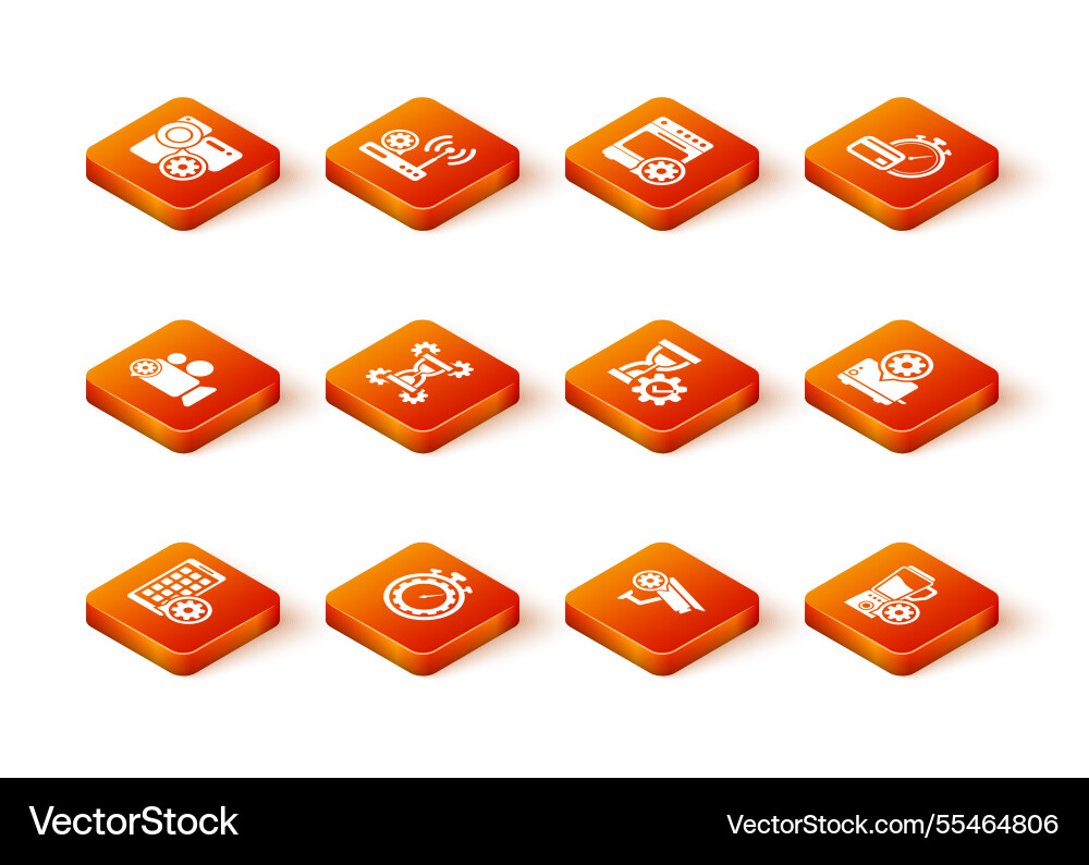 Set mobile apps setting time management video vector image