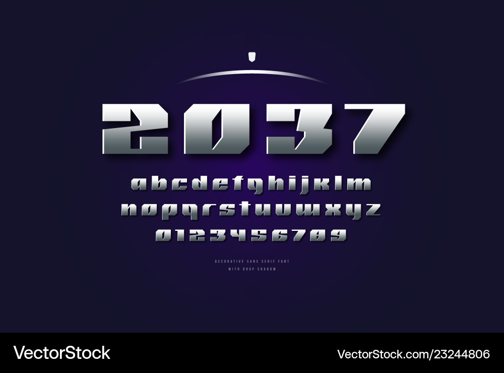Silver colored and metal chrome sans serif font Silver colored and metal chrome sans serif font Vector Image