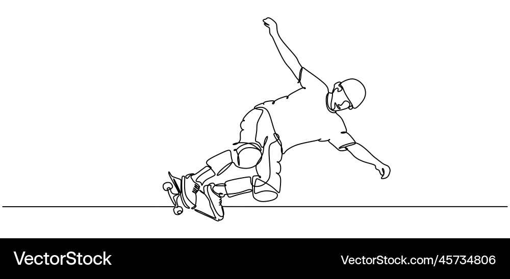 Skateboard game player continuous one line Vector Image