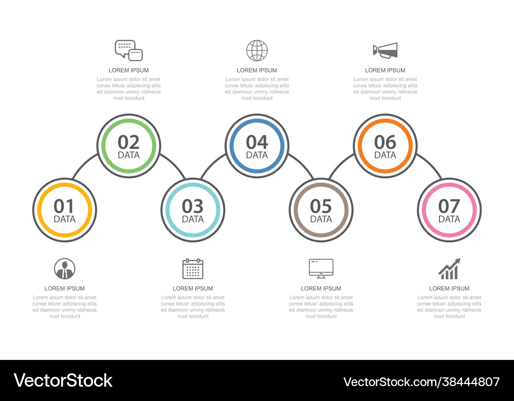 7 data infographics tab thin line index template 7 data infographics tab thin line index template vector image