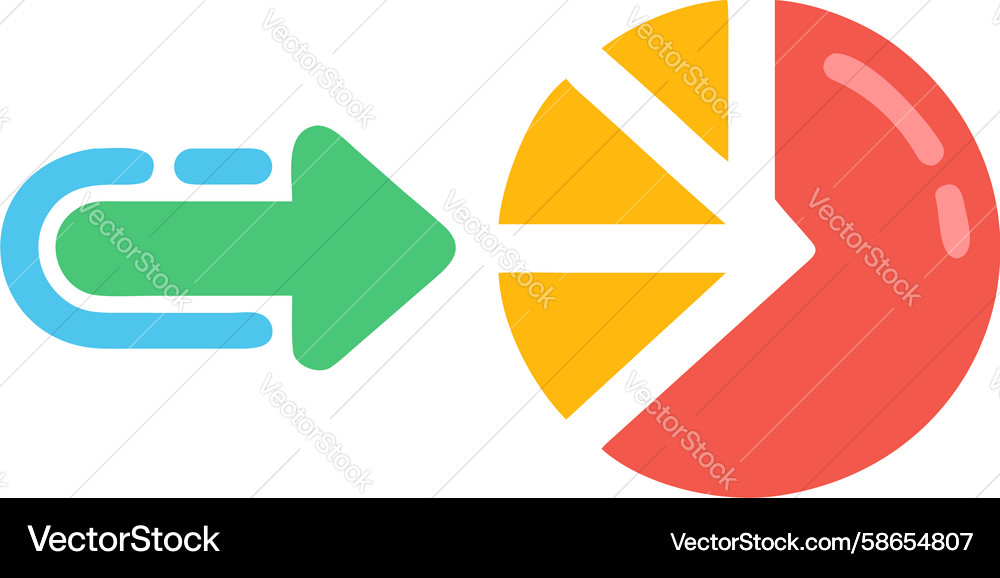 Data progress icon pie chart with forward arrow Vector Image