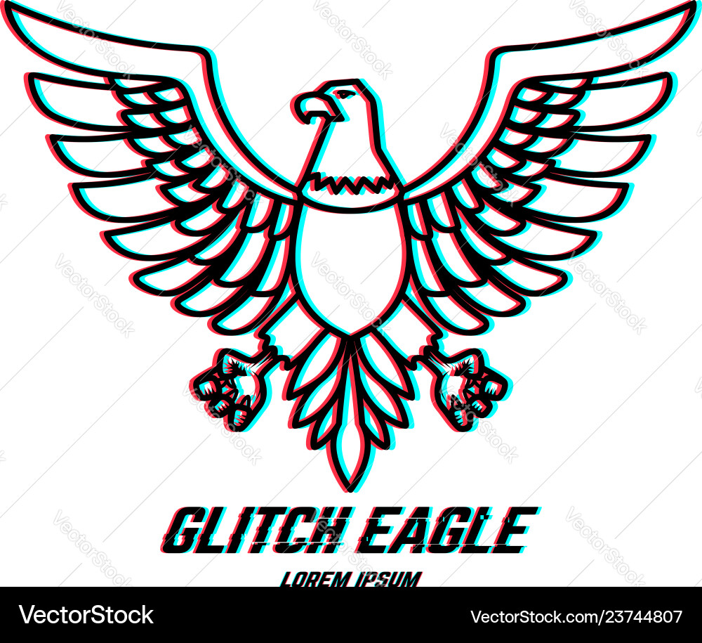 Eagle sign with glitch effect design element Vector Image