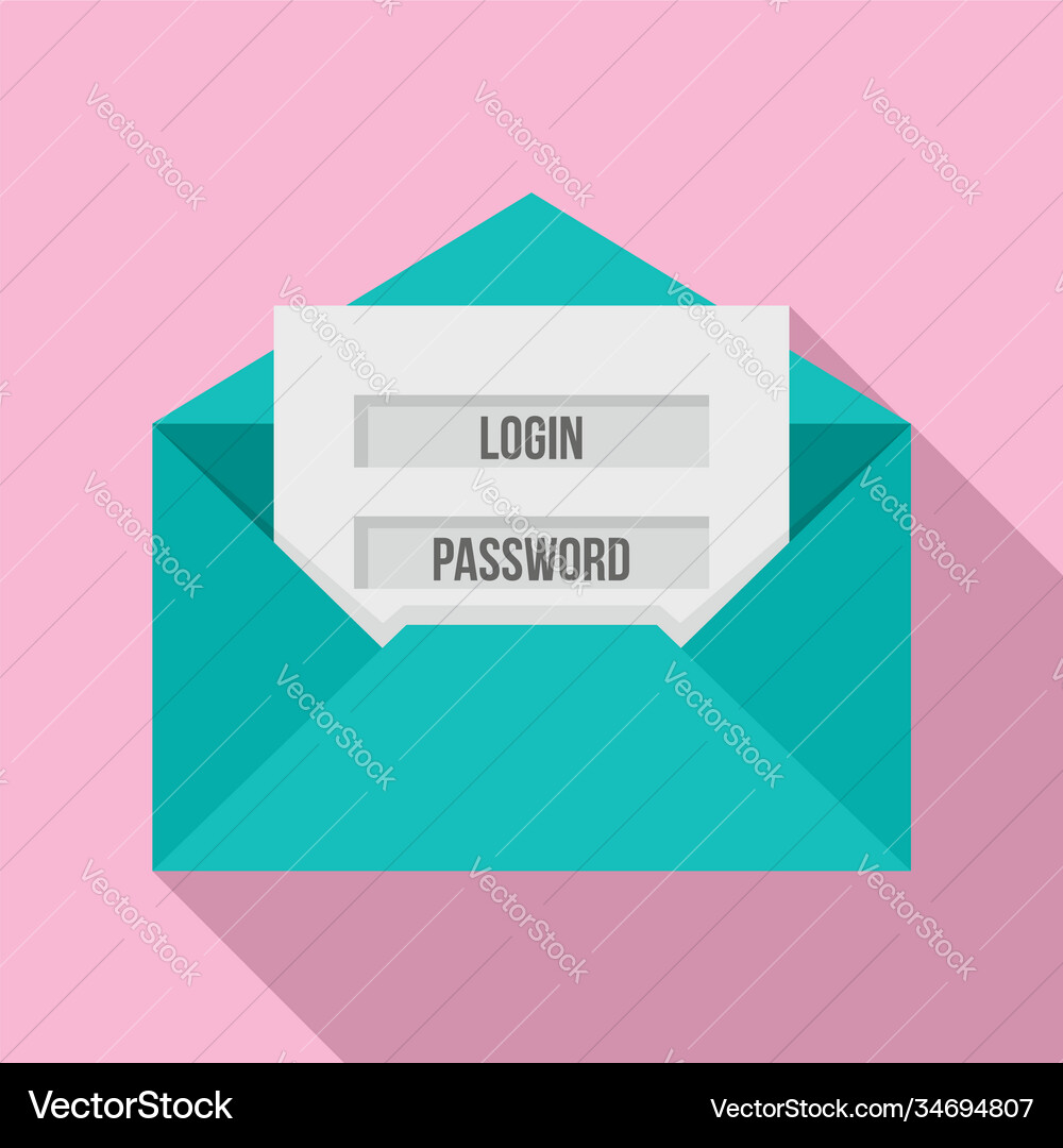 Email login password icon flat style Email login password icon flat style vector image