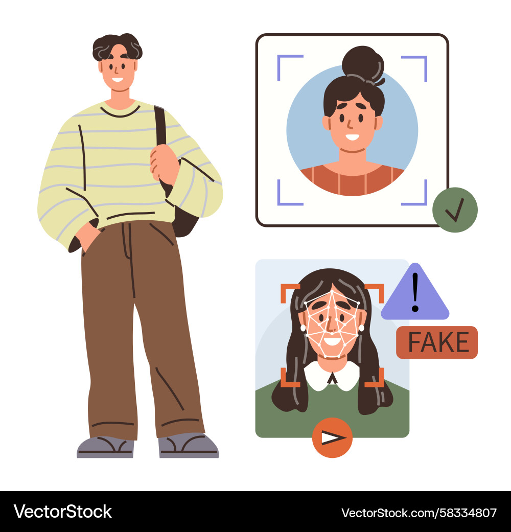 Facial Recognition Authentication Vector Image