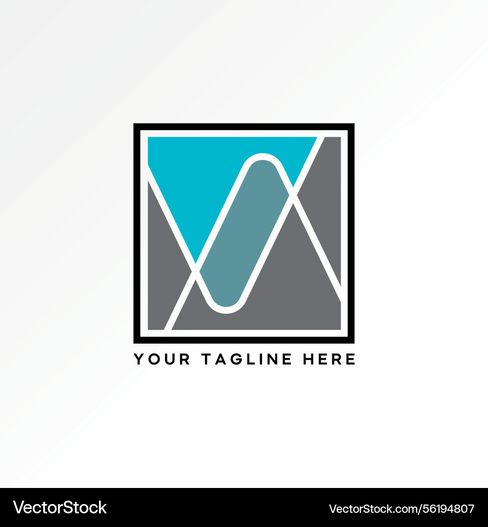 Initial vv font line flip view on square monogram Vector Image