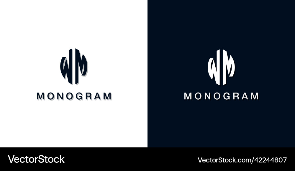 Leaf style initial letter wm monogram logo vector image