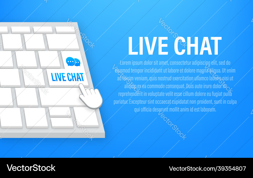 Live chat button on keyboard stock vector image