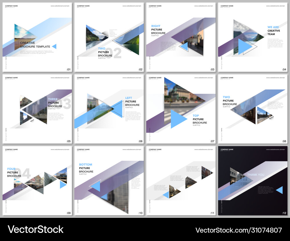 Minimal brochure templates with colorful triangles Minimal brochure templates with colorful triangles vector image