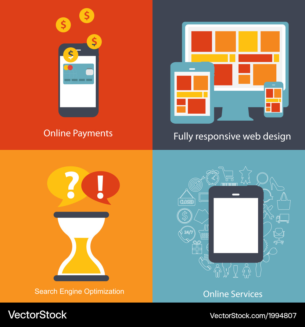 Modern flat icon set for web and mobile vector image