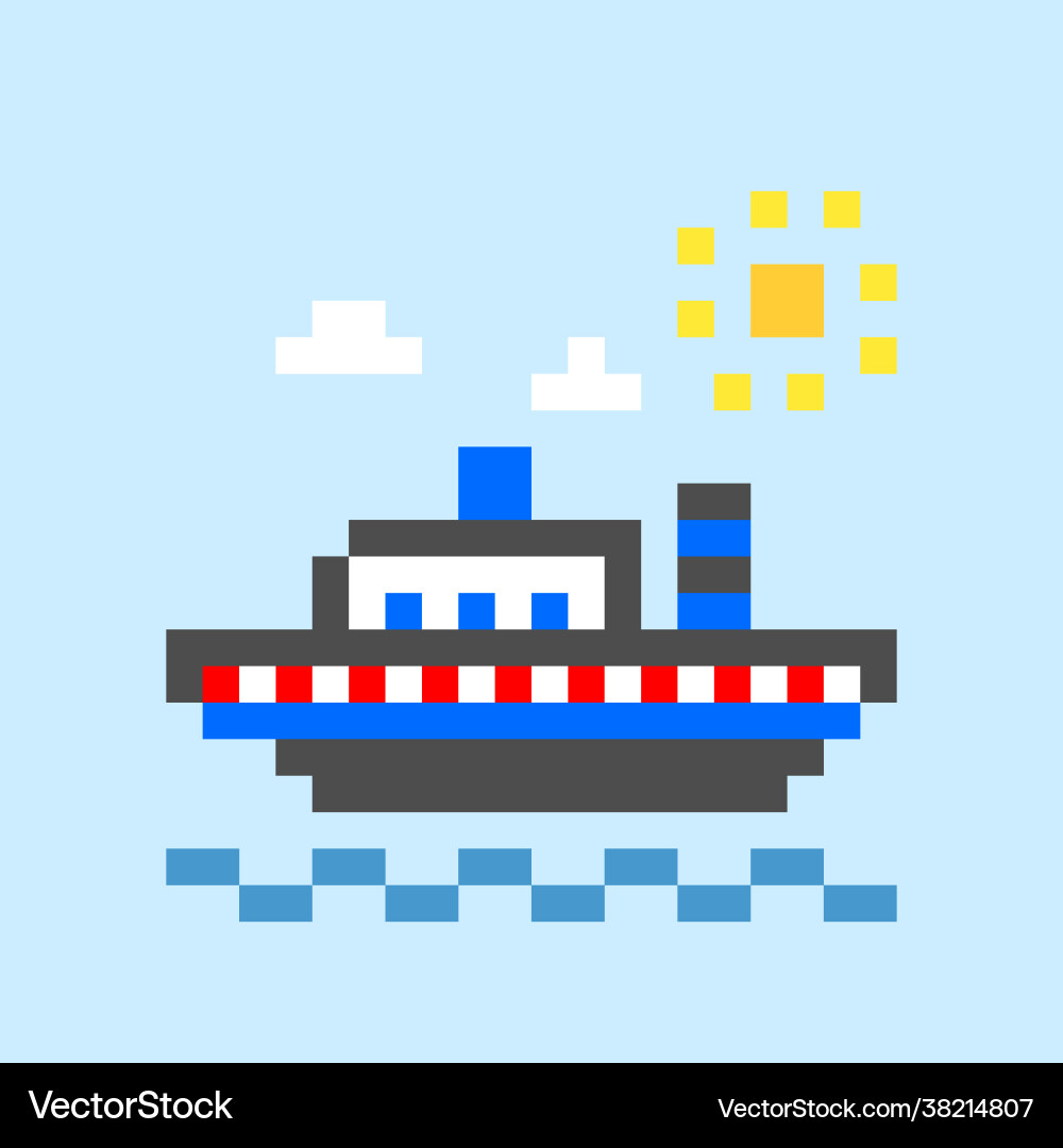 Pixel ship image for 8 bit game assets Pixel ship image for 8 bit game assets vector image