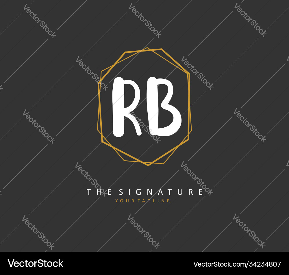 R b rb initial letter handwriting and signature Vector Image