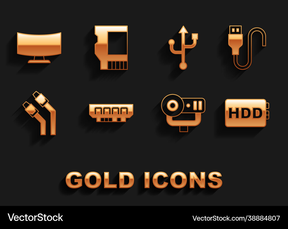 Set ram random access memory usb cable cord Set ram random access memory usb cable cord vector image