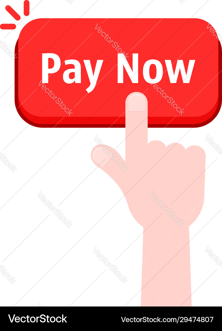 Simple hand with red pay now button Vector Image