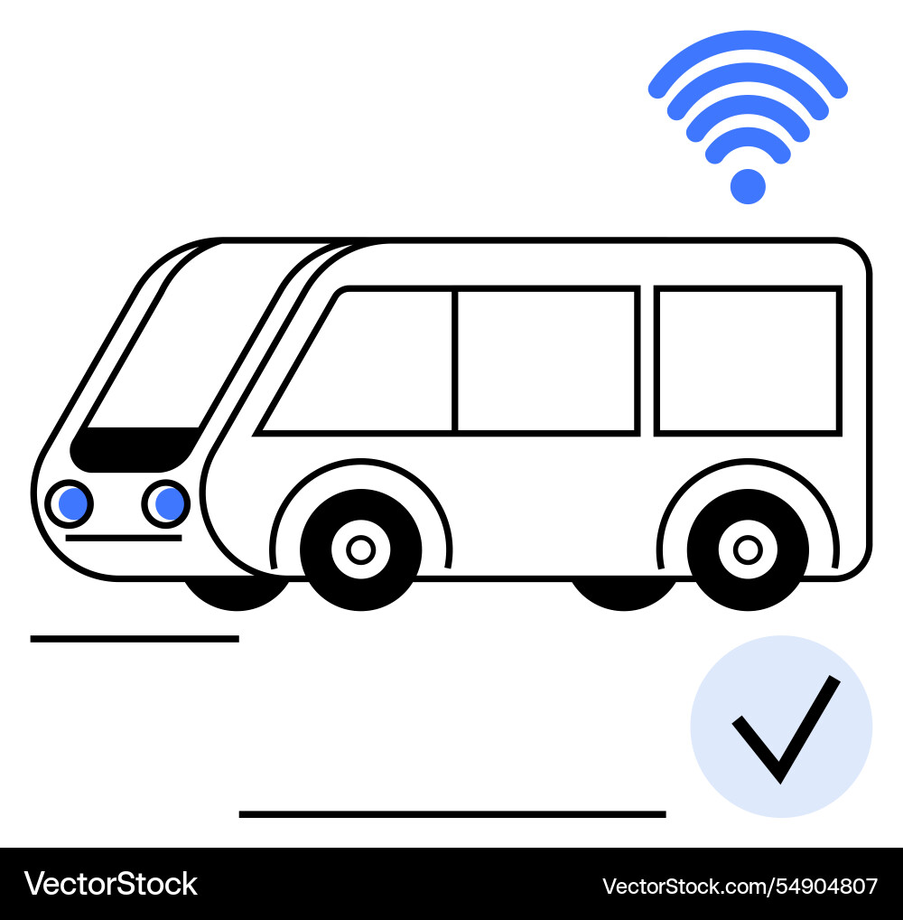 Smart bus with wireless connectivity and checklist Smart bus with wireless connectivity and checklist vector image