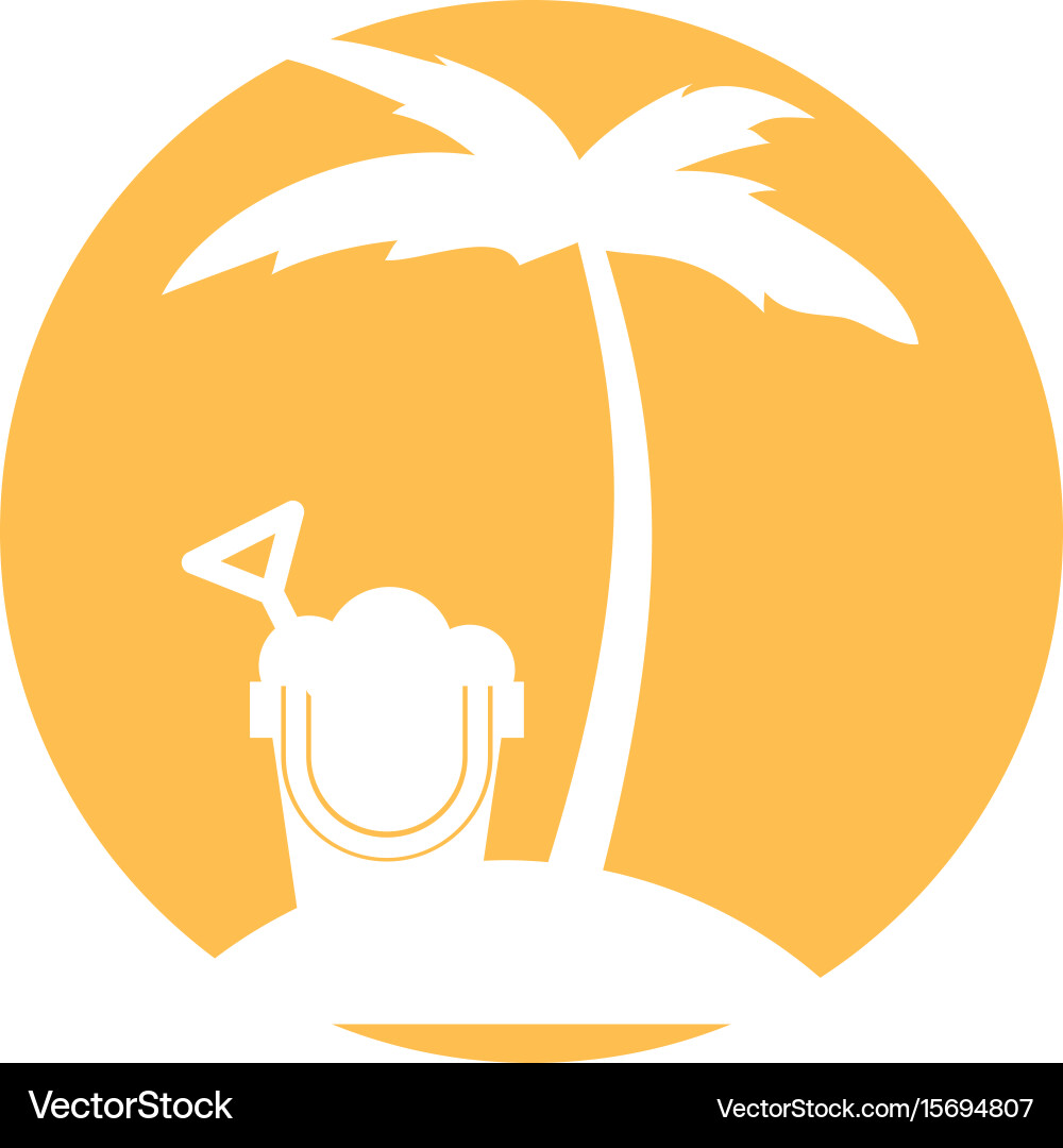 Tree palm beach with sand bucket vector image