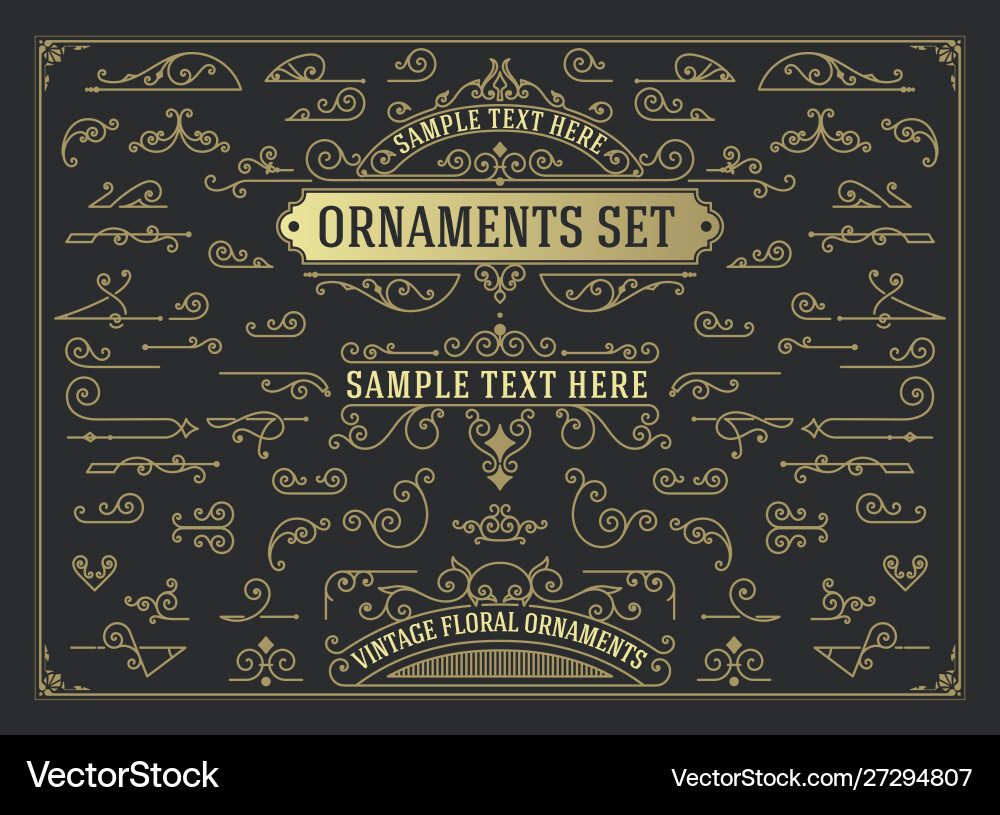 Vintage Swirls & Scrolls Ornament Set vector image
