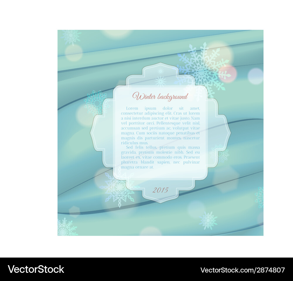 Winter background with frame for text vector image