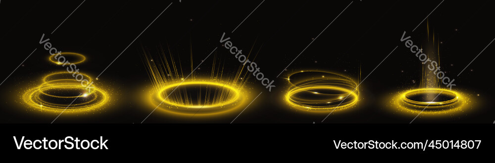 Yellow portal circles set isolated on background vector image