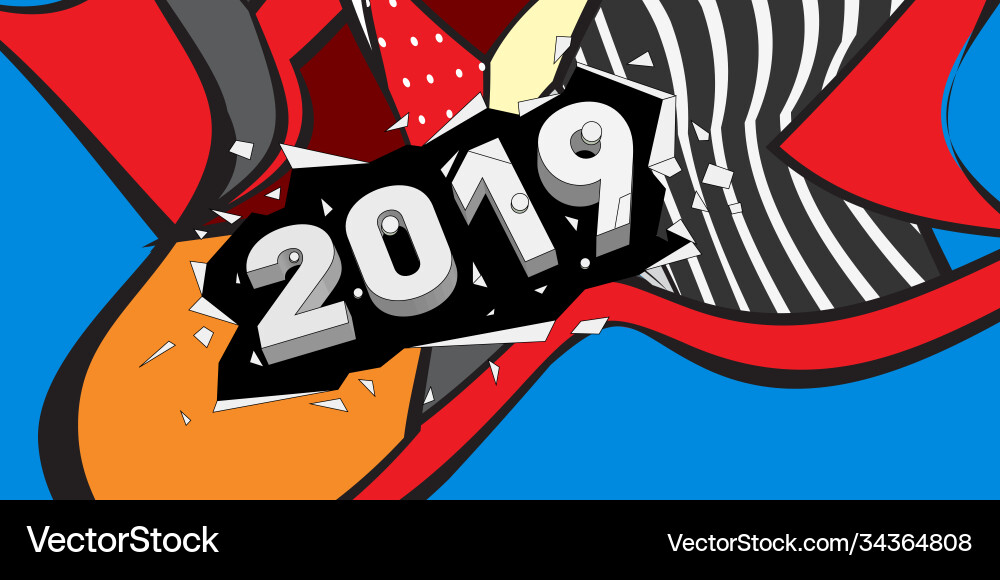 2019 new year text with colorful abstract 2019 new year text with colorful abstract Vector Image