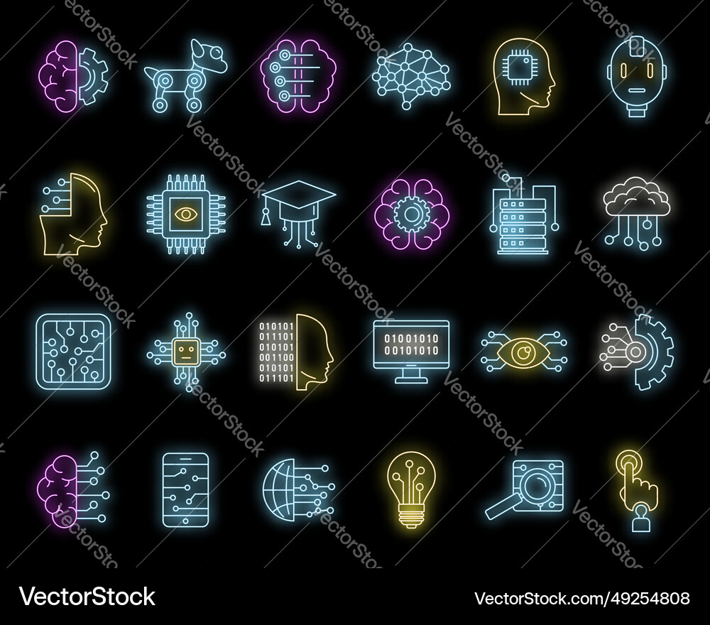 Artificial intelligence system icons set Artificial intelligence system icons set vector image