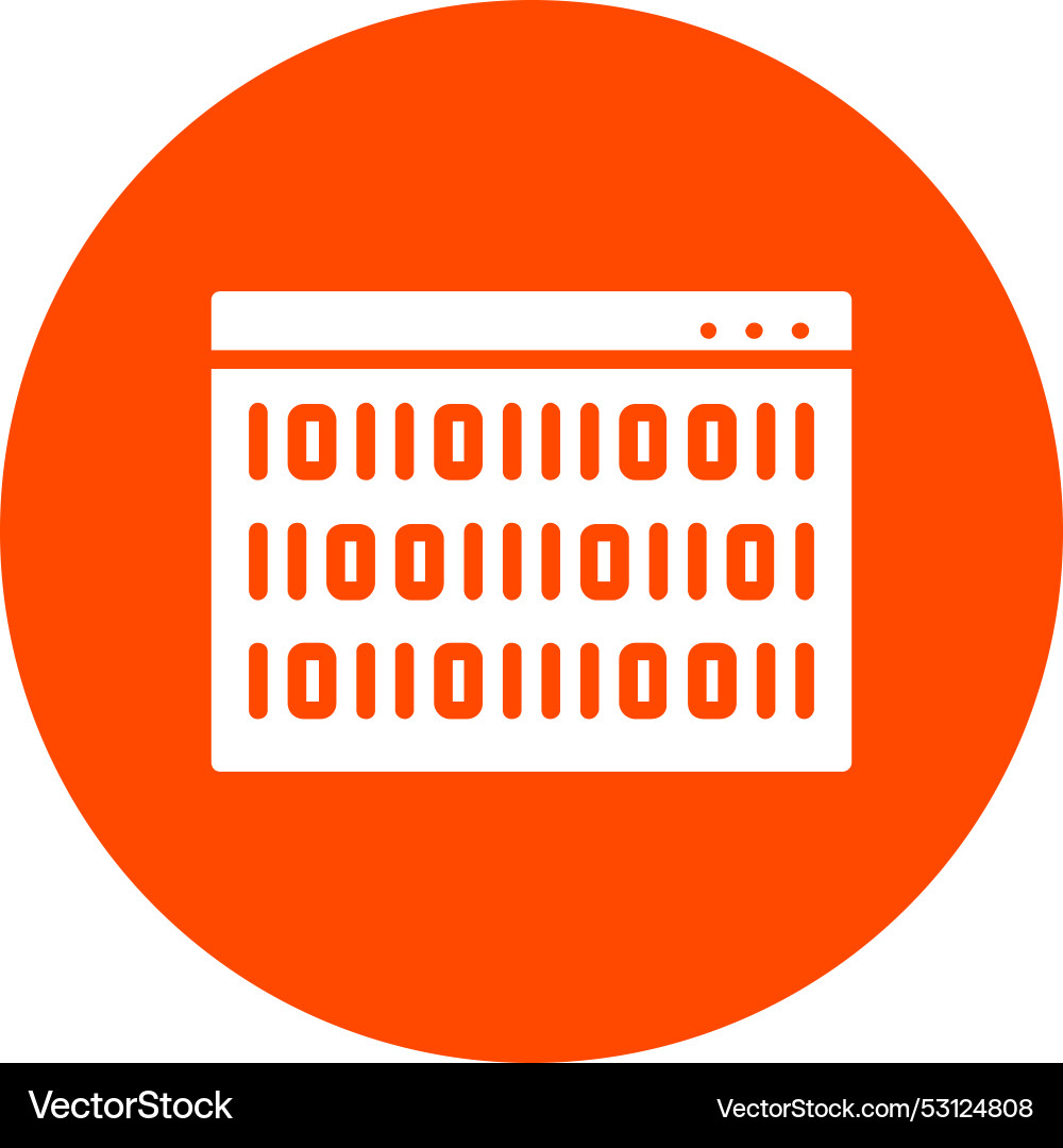 Binary code glyph circle icon vector image