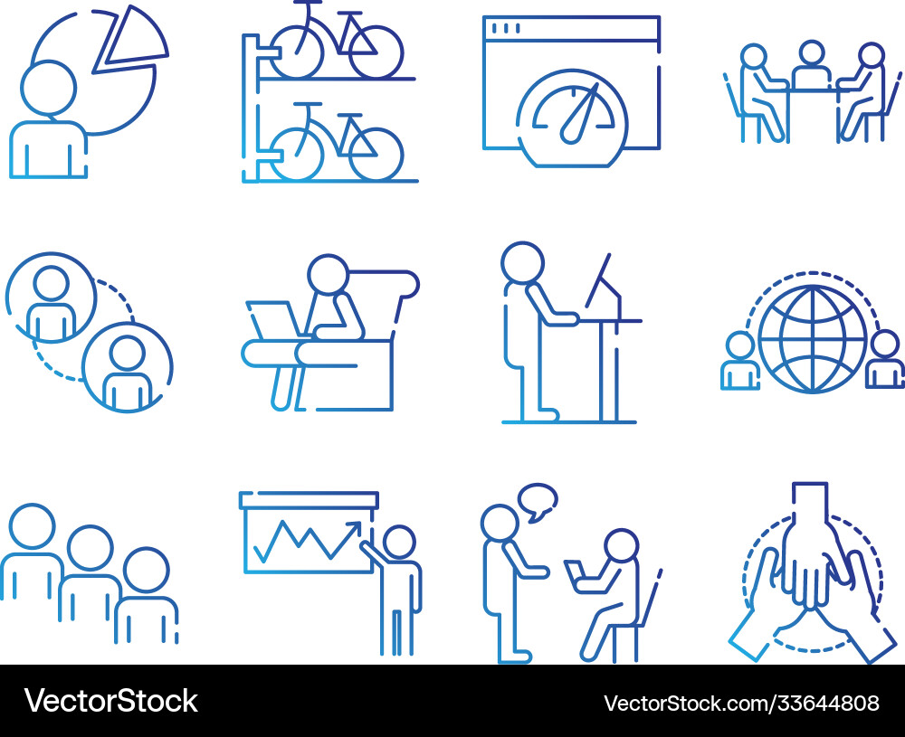Bundle twelve coworking set gradient style Bundle twelve coworking set gradient style Vector Image
