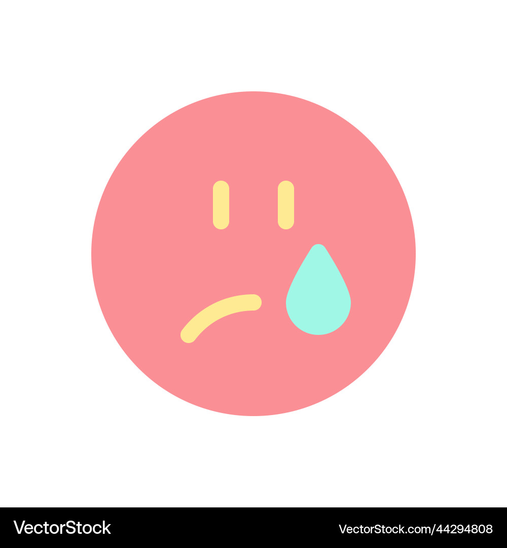 Crying emoji flat color ui icon Crying emoji flat color ui icon Vector Image