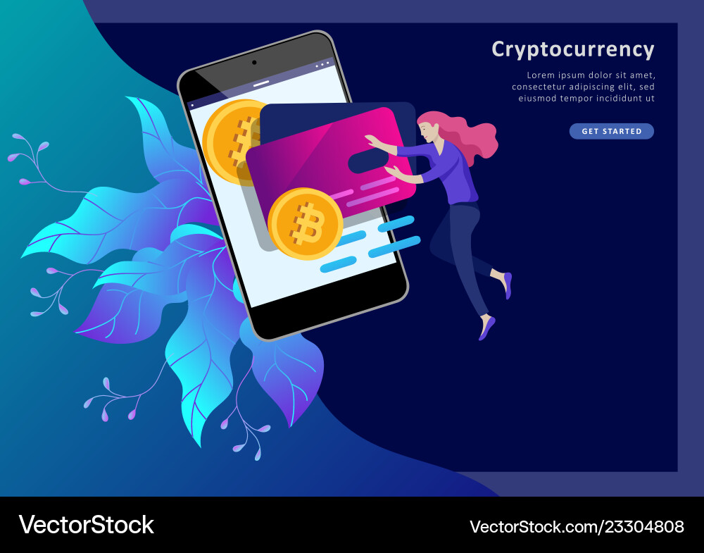 Cryptocurrency and blockchain composition Cryptocurrency and blockchain composition vector image